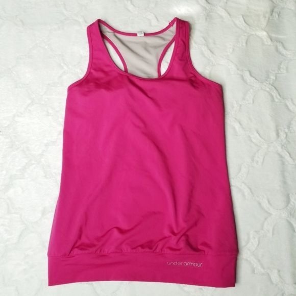 Under Armour Pink Racerback Tank Workout Heat Gear Women's Size S - Picture 1 of 7